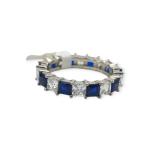 925 Sterling Silver Ring with Beautiful Blue and white Stone